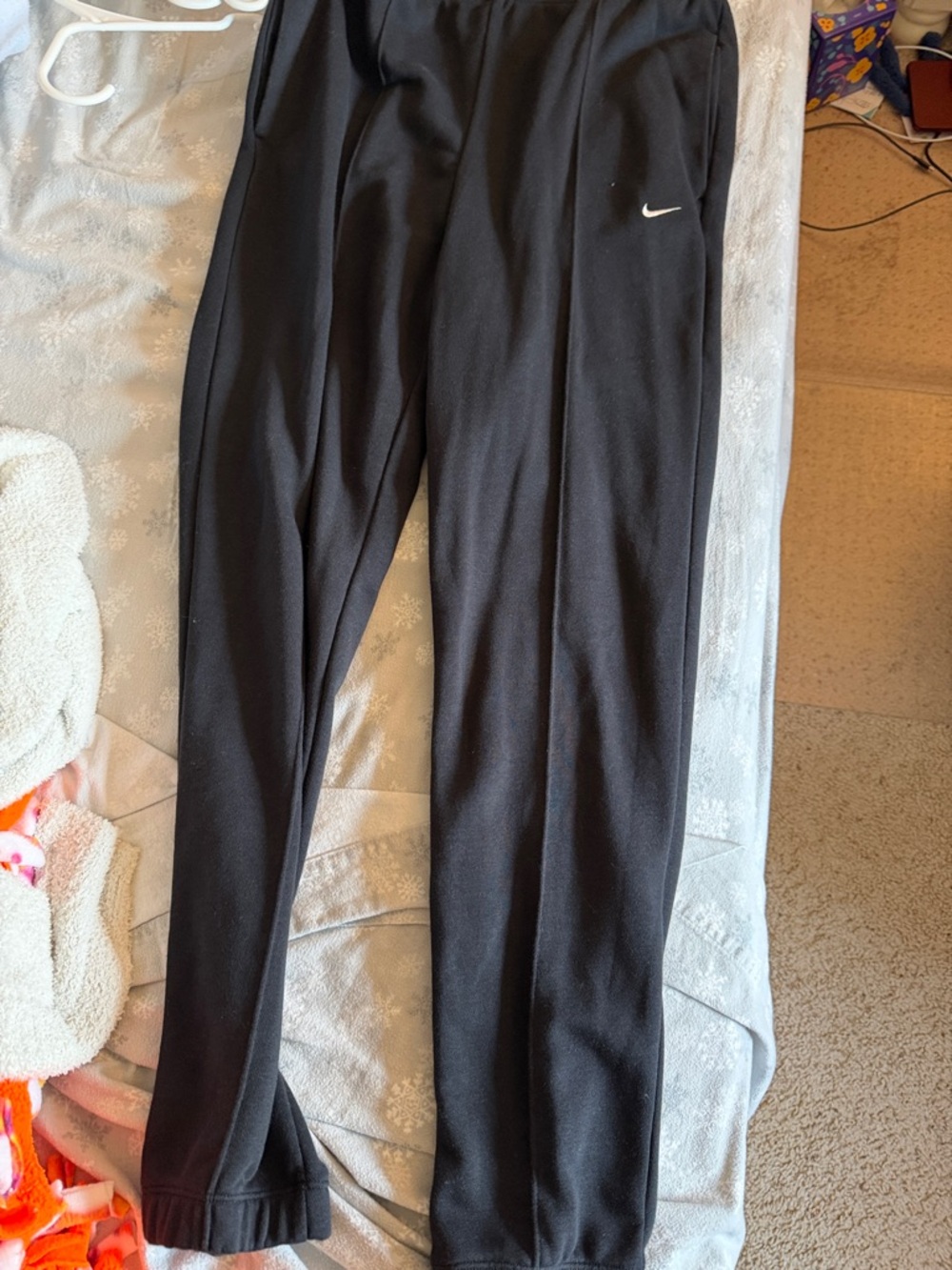 Nike Black Track Pants with White Swoosh Accent